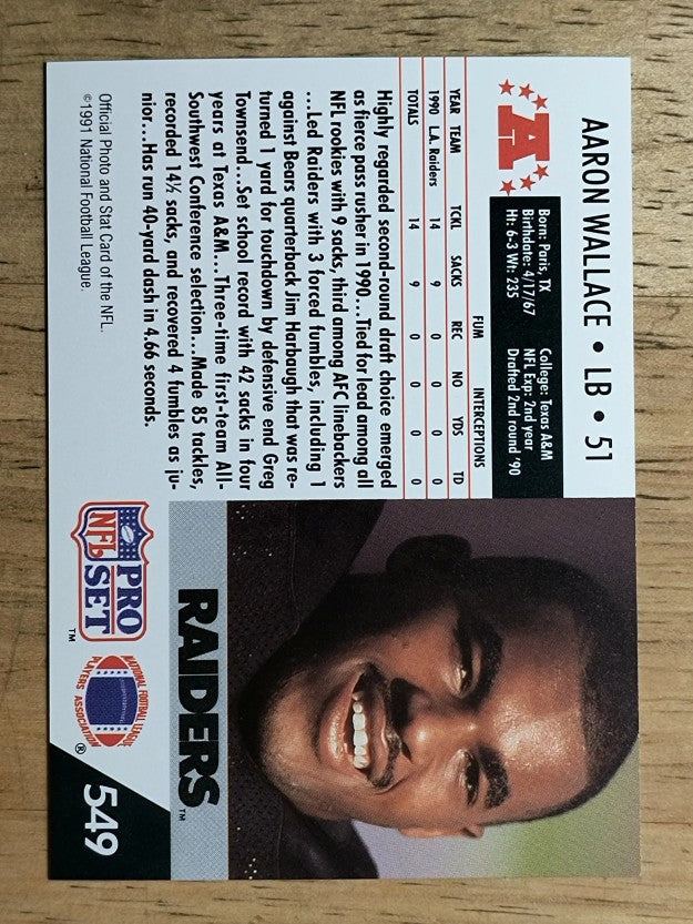 1991 Pro Set #549 Aaron Wallace