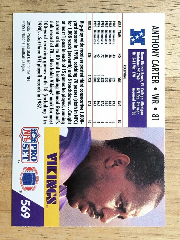 1991 Pro Set #569 Anthony Carter