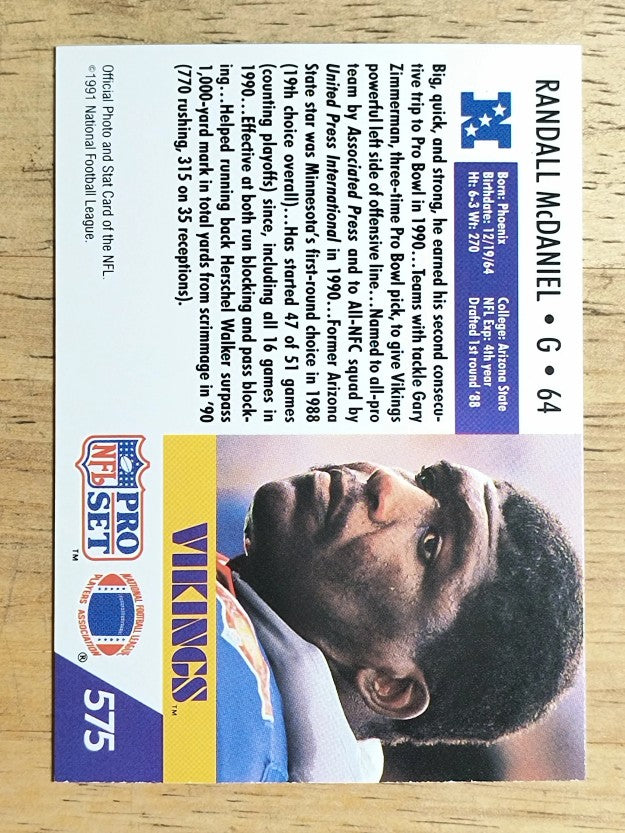 1991 Pro Set #575 Randall McDaniel