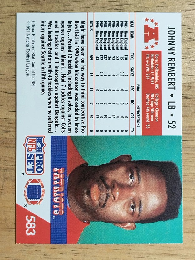 1991 Pro Set #583 Johnny Rembert
