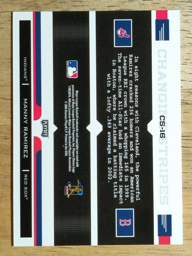 2004 Playoff Prestige Changing Stripes #16 Manny Ramirez Indians-Sox