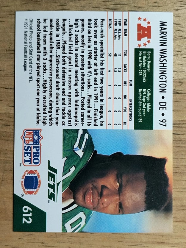 1991 Pro Set #612 Marvin Washington RC