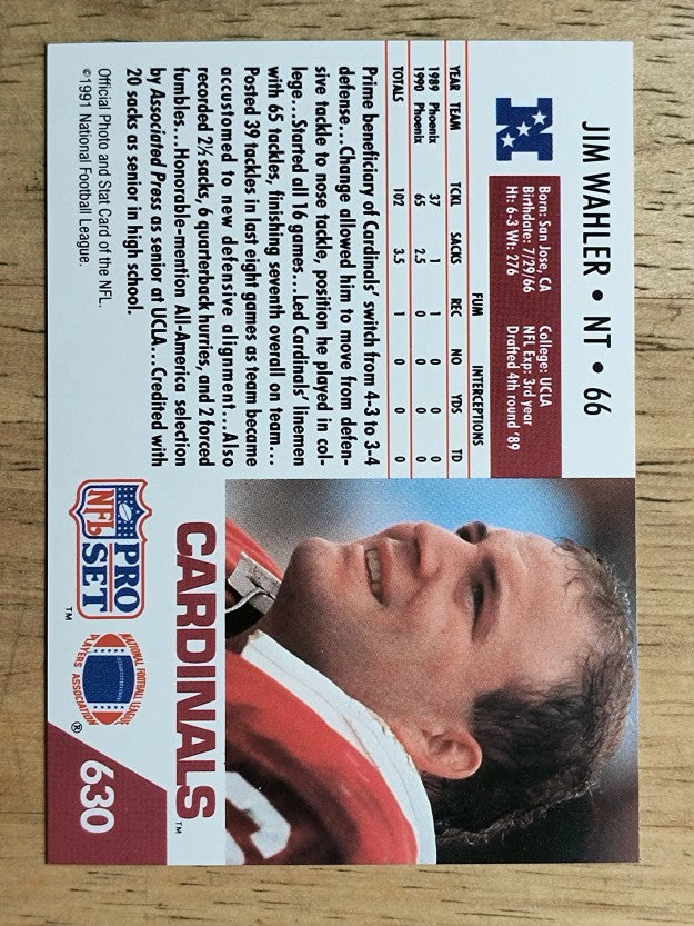 1991 Pro Set #630 Jim Wahler RC