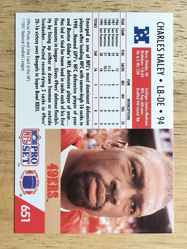 1991 Pro Set #651 Charles Haley