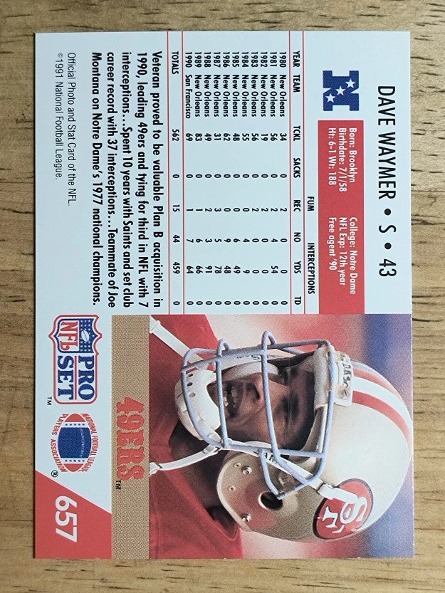1991 Pro Set #657 Dave Waymer