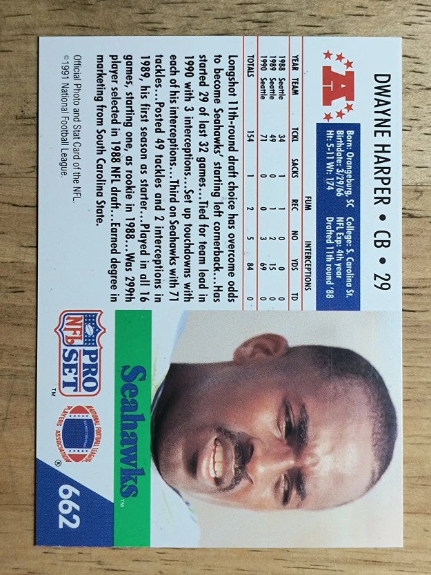 1991 Pro Set #662 Dwayne Harper RC