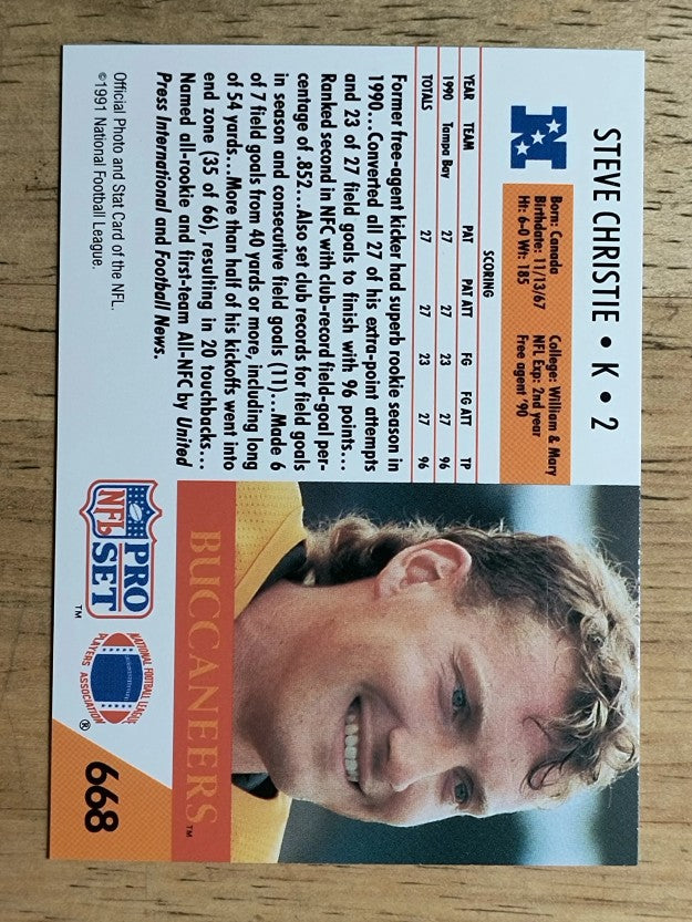 1991 Pro Set #668 Steve Christie
