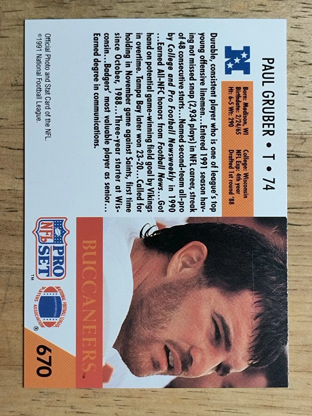 1991 Pro Set #670 Paul Gruber