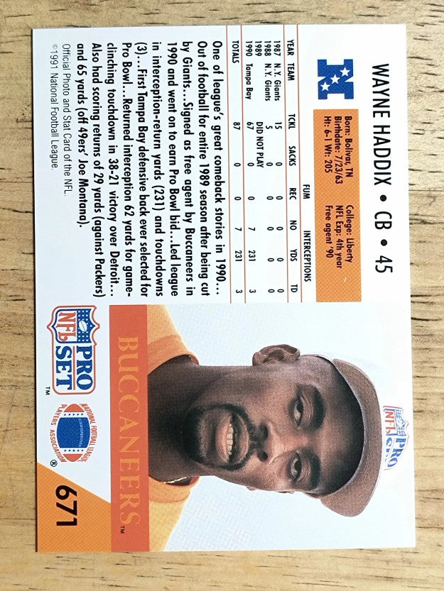 1991 Pro Set #671 Wayne Haddix