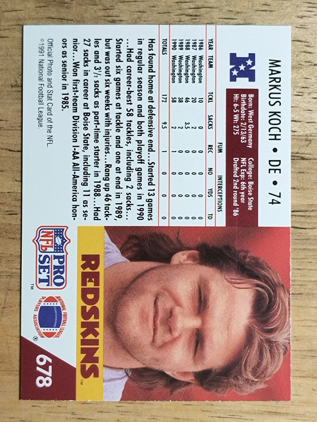 1991 Pro Set #678 Markus Koch