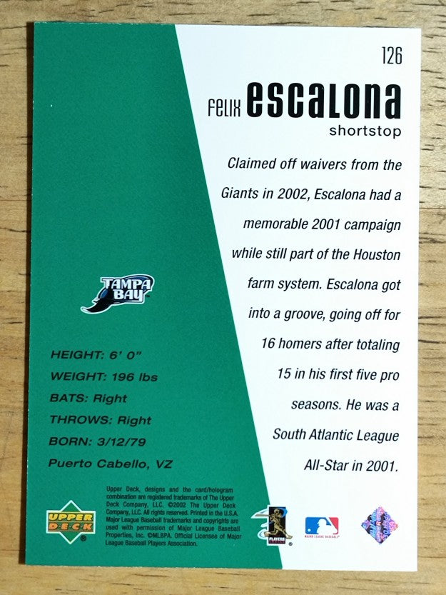 2002 Upper Deck Diamond Connection #126 Felix Escalona DC RC (NM)