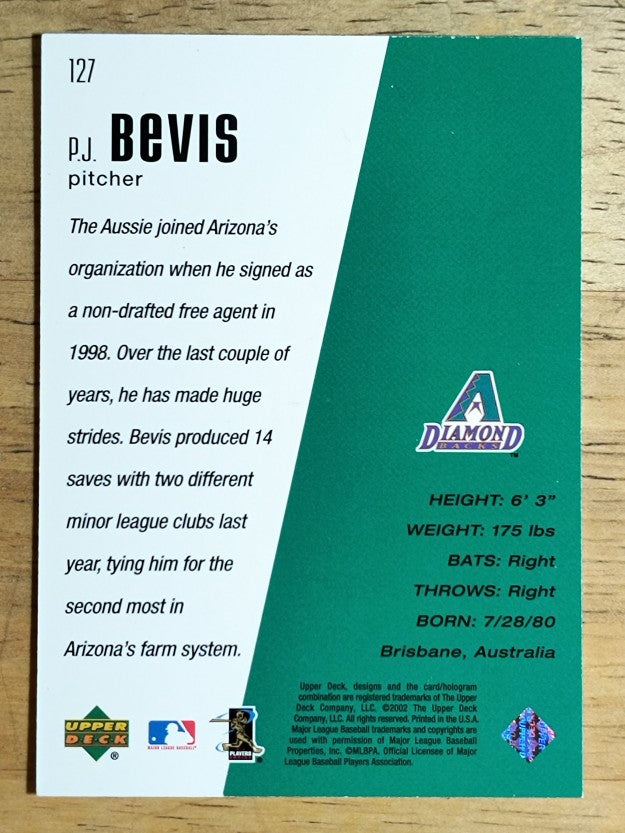 2002 Upper Deck Diamond Connection #127 P.J. Bevis DC RC