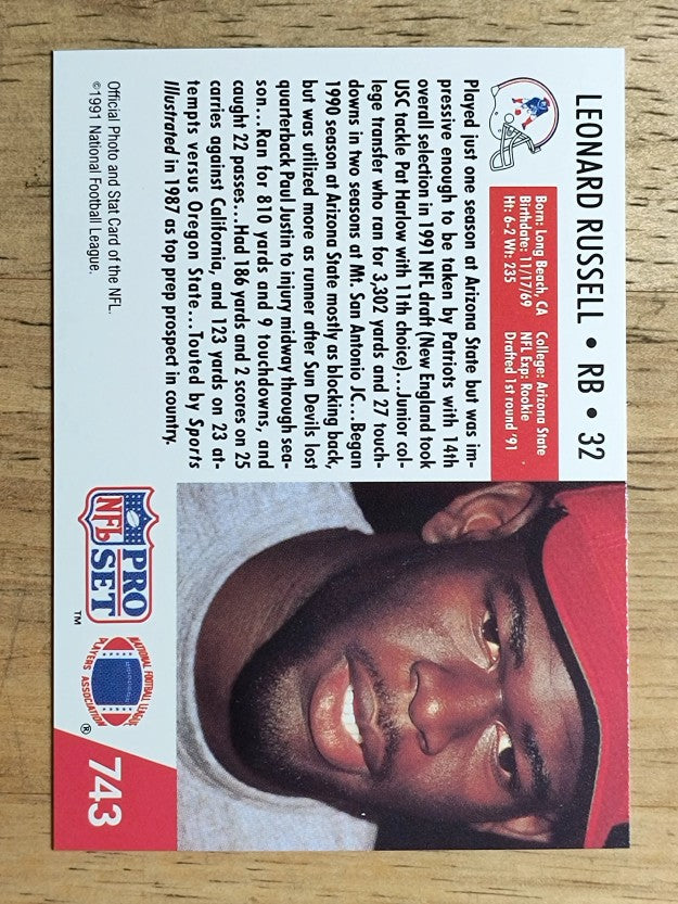1991 Pro Set #743 Leonard Russell RC
