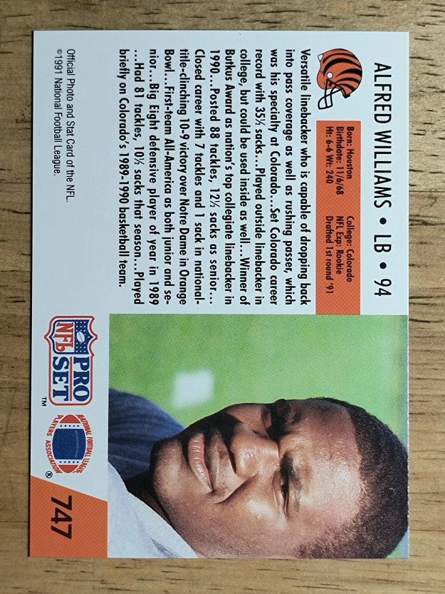 1991 Pro Set #747 Alfred Williams