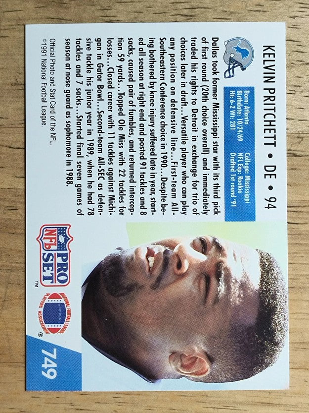 1991 Pro Set #749 Kelvin Pritchett RC
