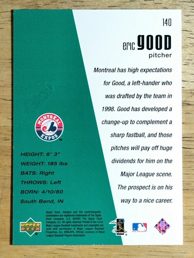 2002 Upper Deck Diamond Connection #140 Eric Good DC RC