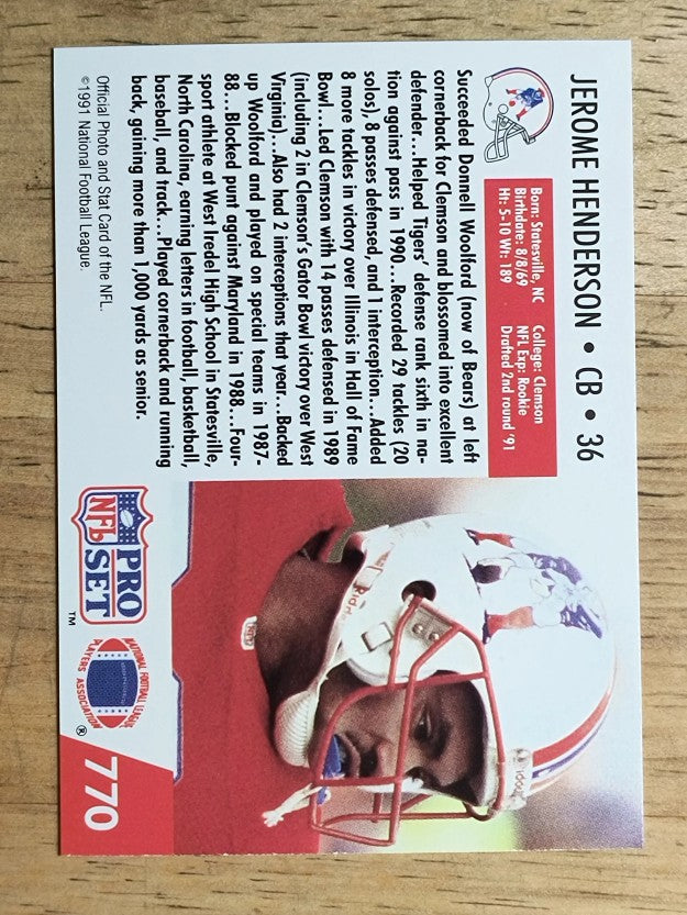 1991 Pro Set #770 Jerome Henderson RC