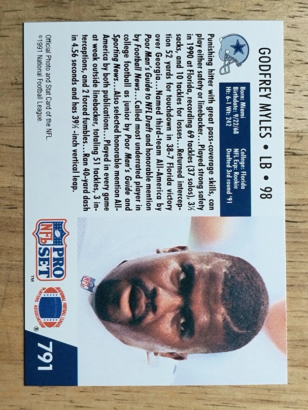 1991 Pro Set #791 Godfrey Myles RC