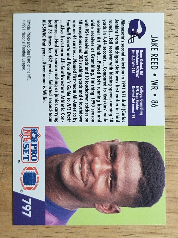 1991 Pro Set #797 Jake Reed RC