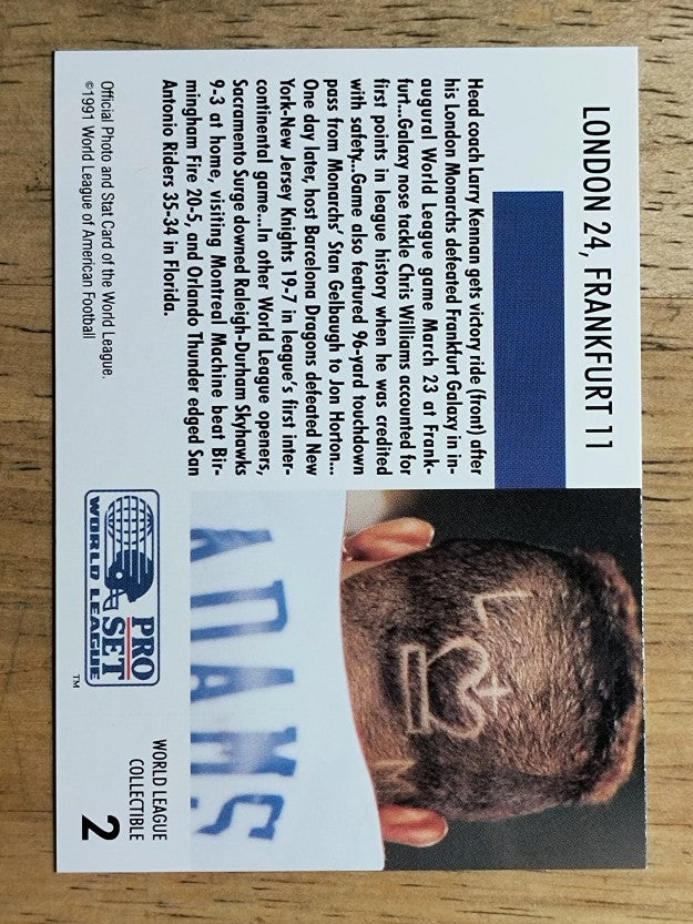 1991 Pro Set WLAF Inserts #2 London vs. Frankfurt