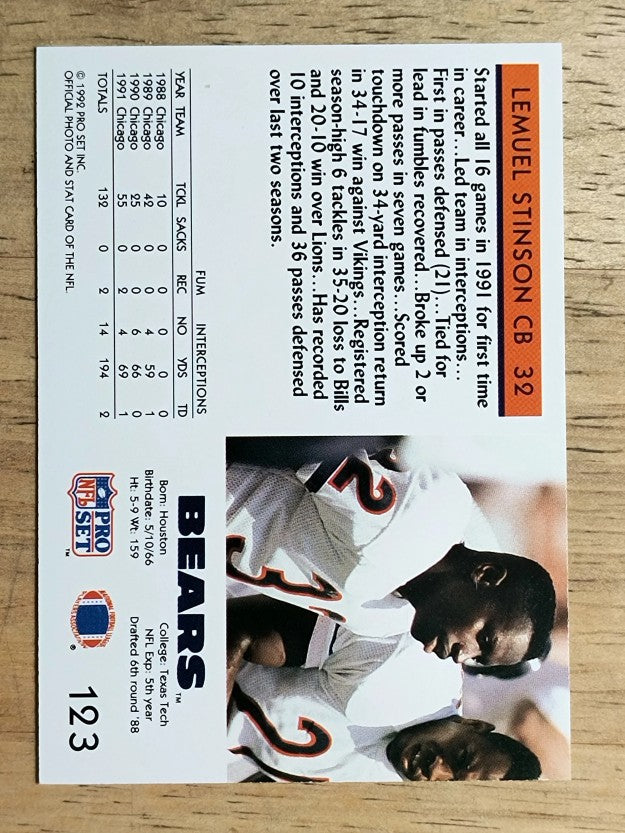 1992 Pro Set #123 Lemuel Stinson