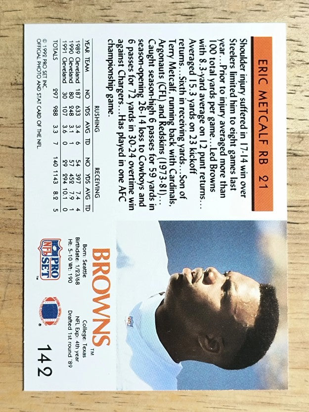 1992 Pro Set #142 Eric Metcalf