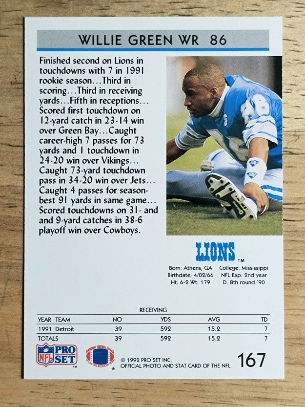 1992 Pro Set #167 Willie Green