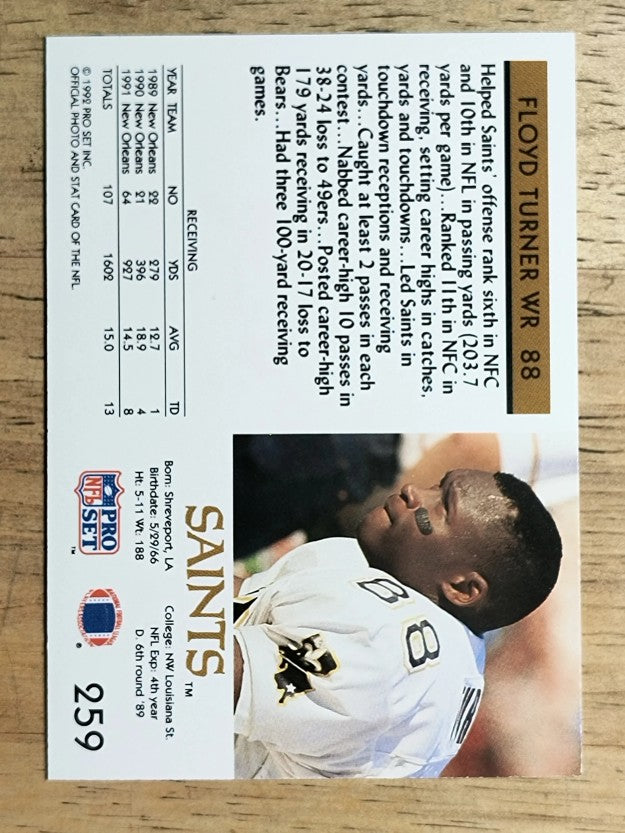 1992 Pro Set #259 Floyd Turner