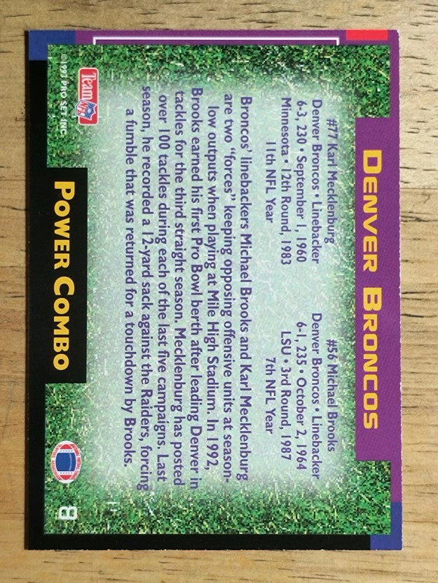 1993 Power Combos #8 Karl Mecklenburg/Michael Brooks