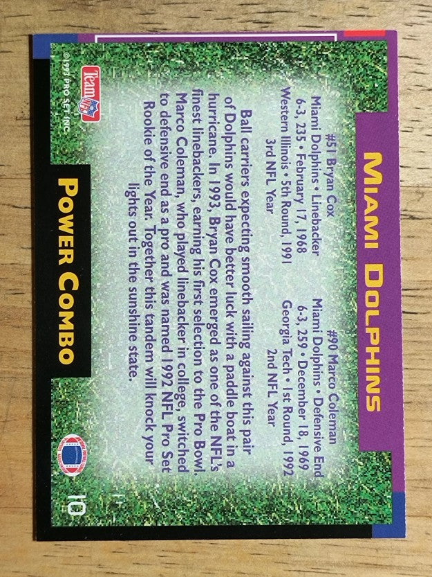 1993 Power Combos #10 Marco Coleman/Bryan Cox