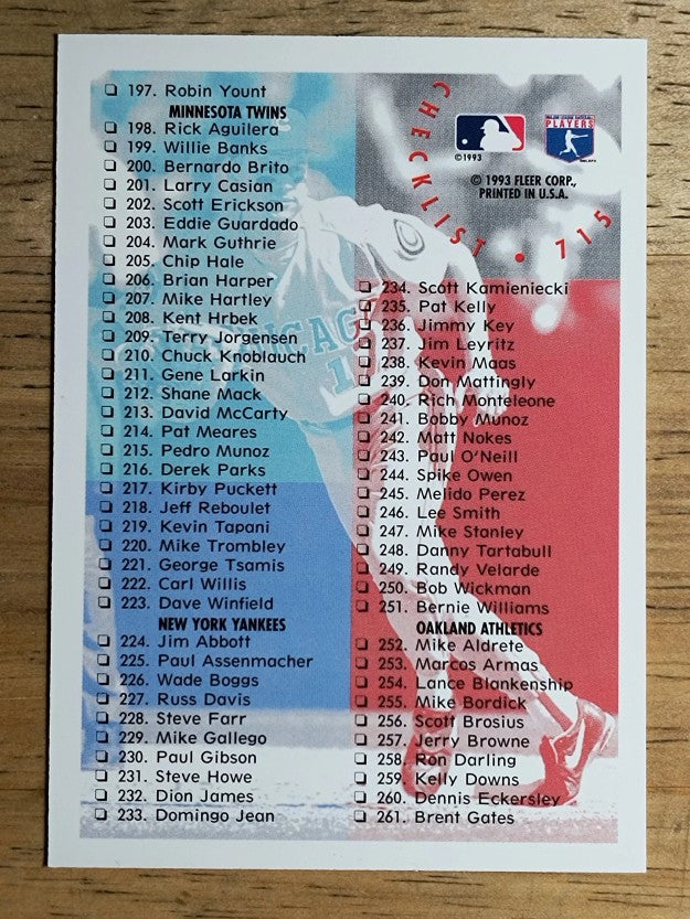 1994 Fleer #715 Checklist 2