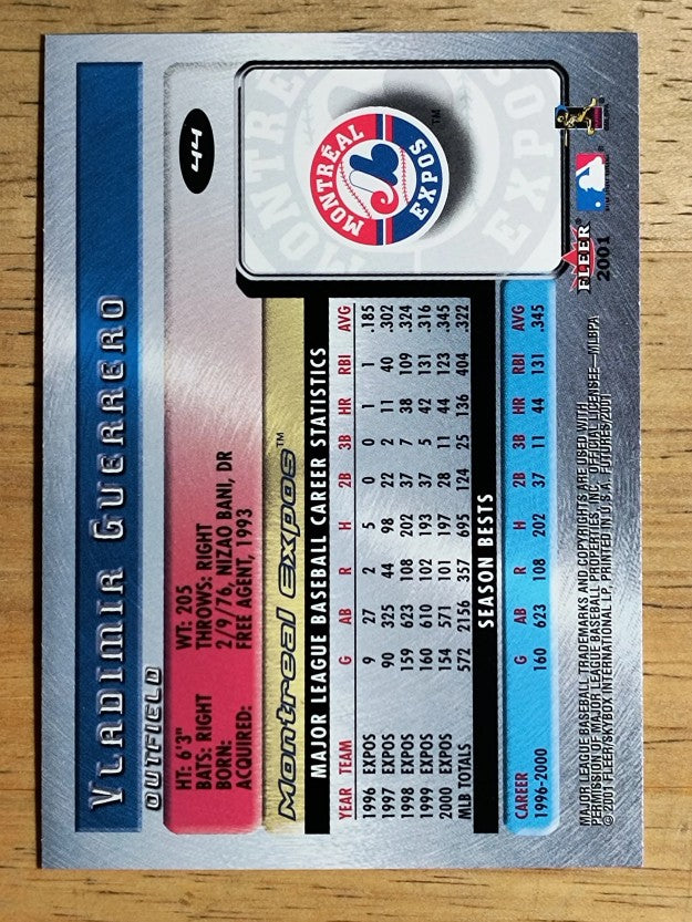 2001 Fleer Futures #44 Vladimir Guerrero