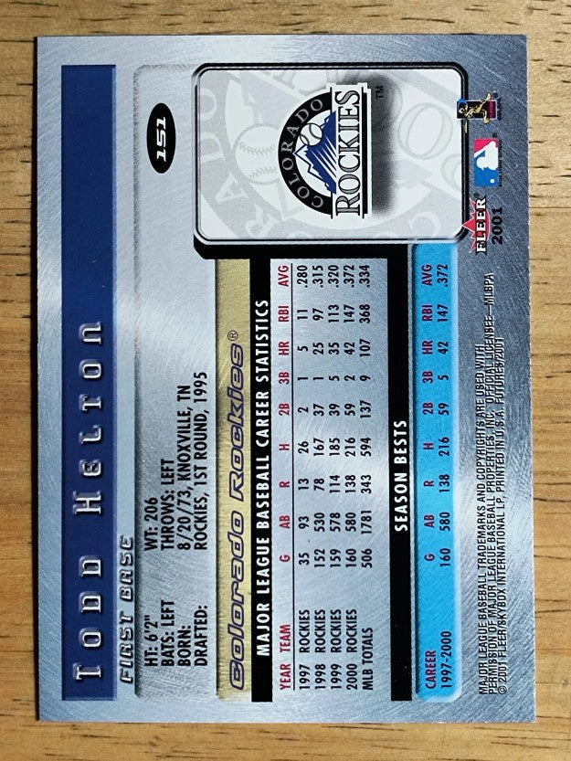 2001 Fleer Futures #151 Todd Helton