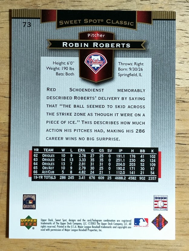 2003 Sweet Spot Classics #73 Robin Roberts