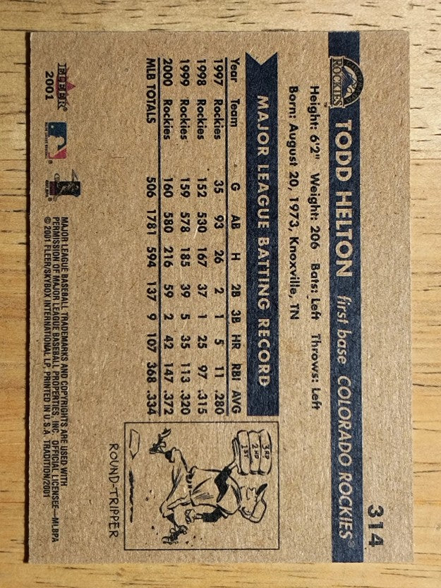 2001 Fleer Tradition #314 Todd Helton