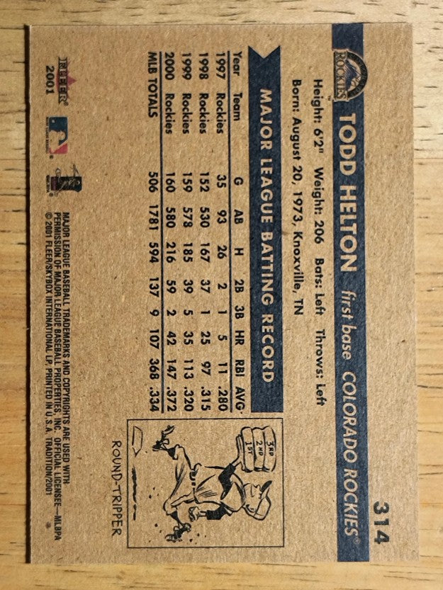 2001 Fleer Tradition #314 Todd Helton