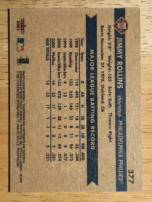 2001 Fleer Tradition #377 Jimmy Rollins