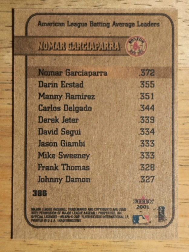 2001 Fleer Tradition #386 Nomar Garciaparra LL