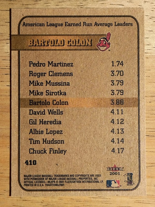 2001 Fleer Tradition #410 Bartolo Colon LL