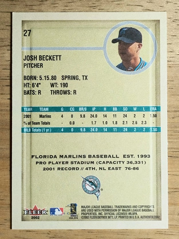 2002 Fleer Authentix #27 Josh Beckett
