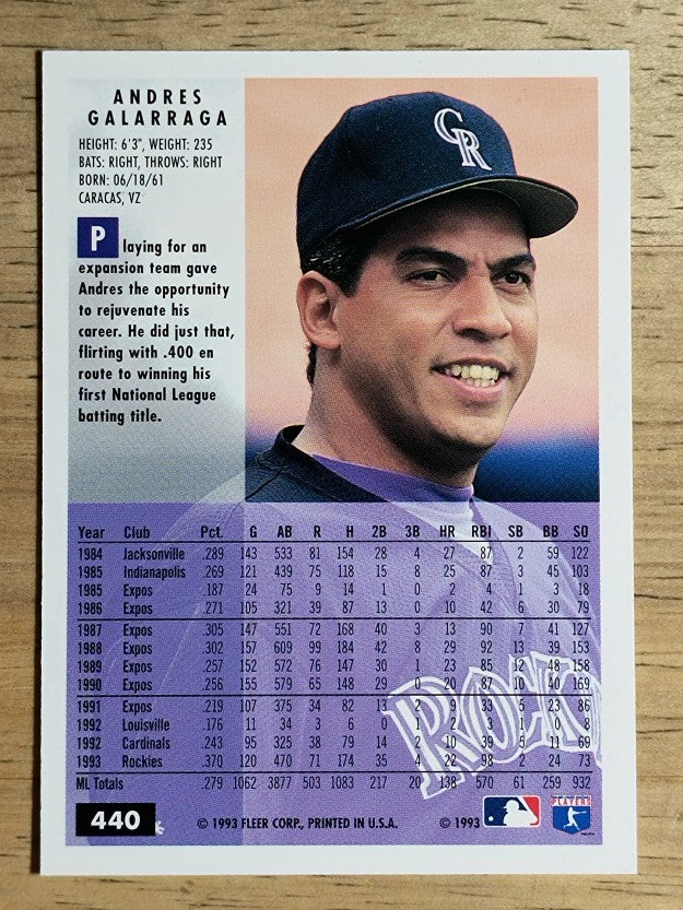 1994 Fleer #440 Andres Galarraga