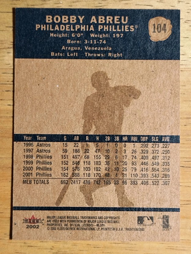 2002 Fleer Tradition #104 Bobby Abreu