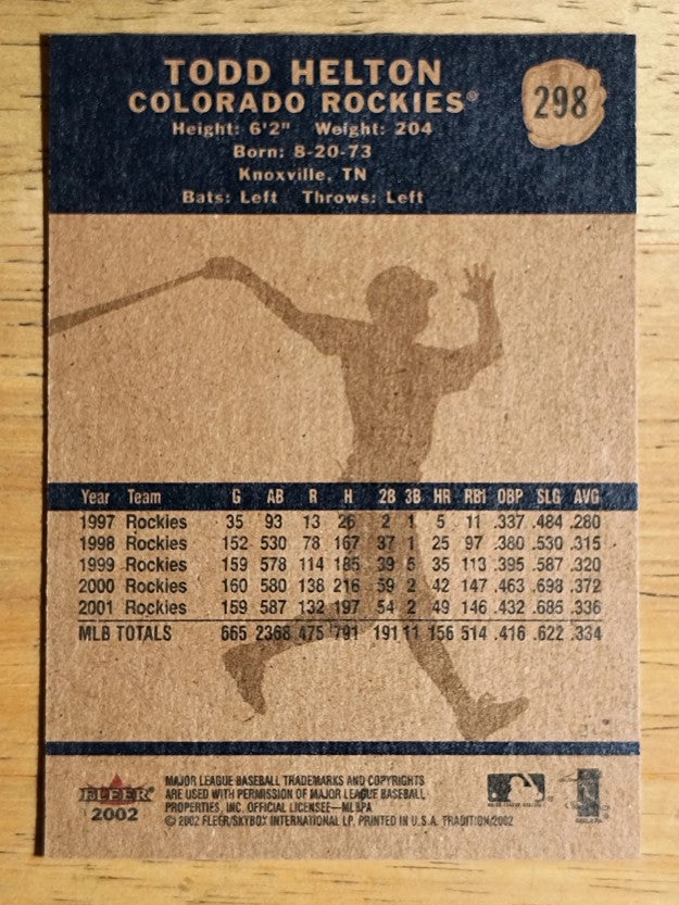 2002 Fleer Tradition #298 Todd Helton