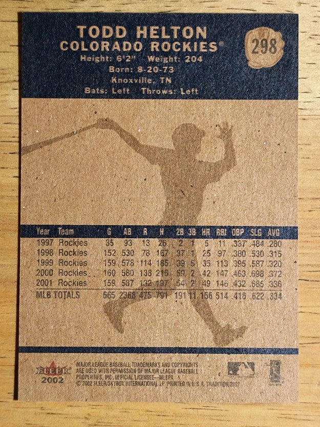 2002 Fleer Tradition #298 Todd Helton