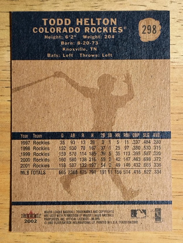 2002 Fleer Tradition #298 Todd Helton