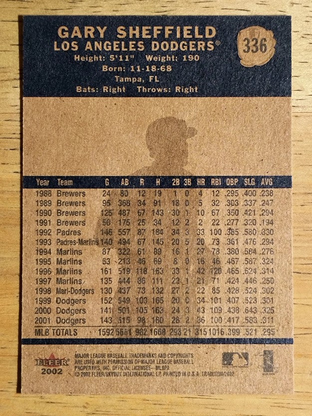 2002 Fleer Tradition #336 Gary Sheffield