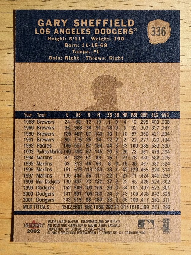 2002 Fleer Tradition #336 Gary Sheffield