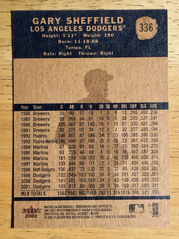 2002 Fleer Tradition #336 Gary Sheffield