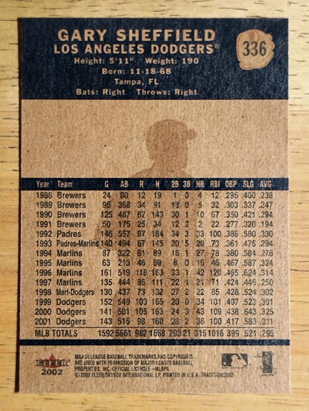 2002 Fleer Tradition #336 Gary Sheffield