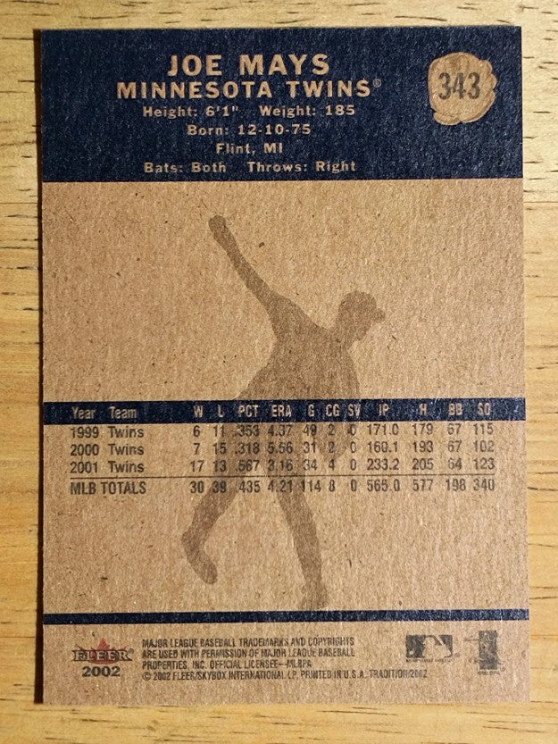 2002 Fleer Tradition #343 Joe Mays